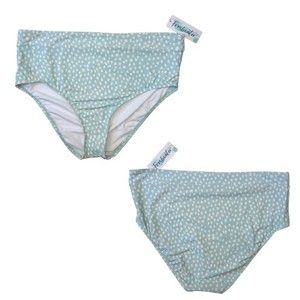 Freshwater Polka Dot Bikini Bottoms, Light Blue/ White, Women Size XXL 20 NWT